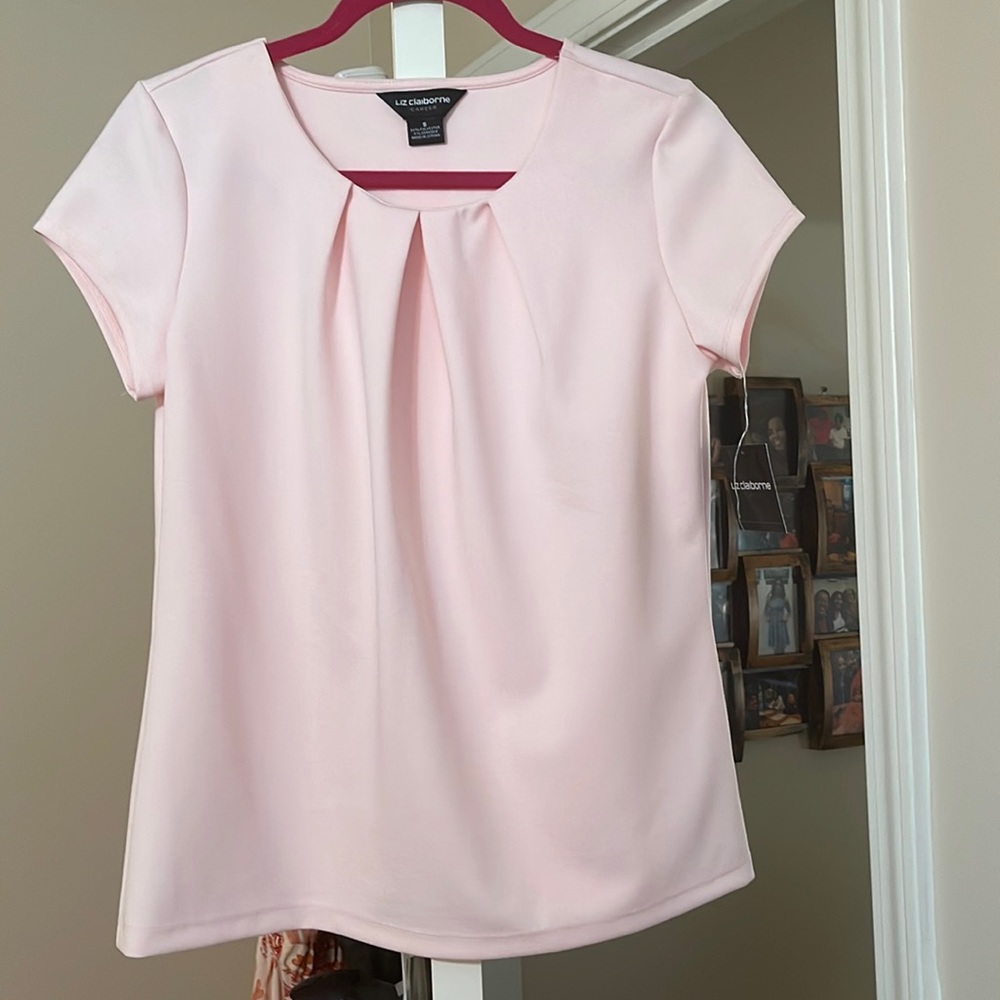 liz claiborne textured tee pink